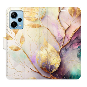 Flip pouzdro iSaprio - Xiaomi Redmi Note 12 Pro+ 5G - Gold Leaves 02 - kapsičky na karty