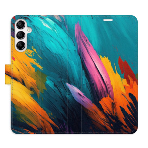 Flip pouzdro iSaprio - Samsung Galaxy A14 / A14 5G - Orange Paint 02 - kapsičky na karty