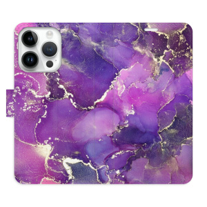 Flip pouzdro iSaprio - Apple iPhone 15 Pro - Purple Marble - kapsičky na karty