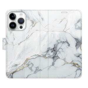 Flip pouzdro iSaprio - Apple iPhone 15 Pro - SilverMarble 15 - kapsičky na karty