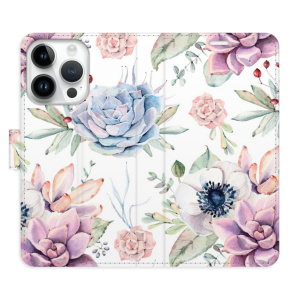 Flip pouzdro iSaprio - Apple iPhone 15 Pro - Succulents Pattern - kapsičky na karty
